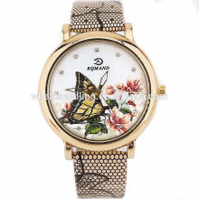 Yiwu direct manufacturer wholesale cheap leather butterfly ladies wristwatches